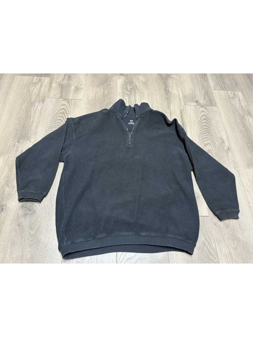 Aerie Ribbed Quarter Zip Sweatshirt S Black Pullover Oversized Athleisure Comfy